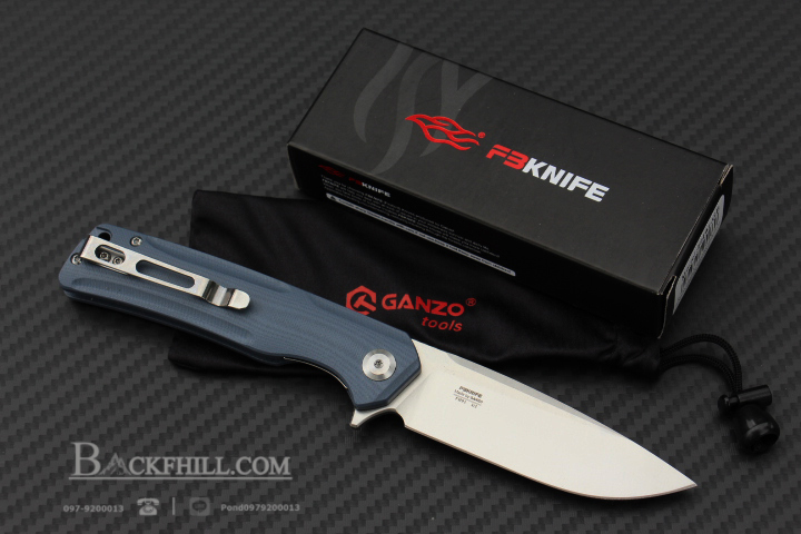 มีดพับ Ganzo กานโซ่ รุ่น FH91-GY ด้ามสีเทาฟ้า / ใบมีด D2 Steel / ด้ามจับ G10 ของแท้ 100%