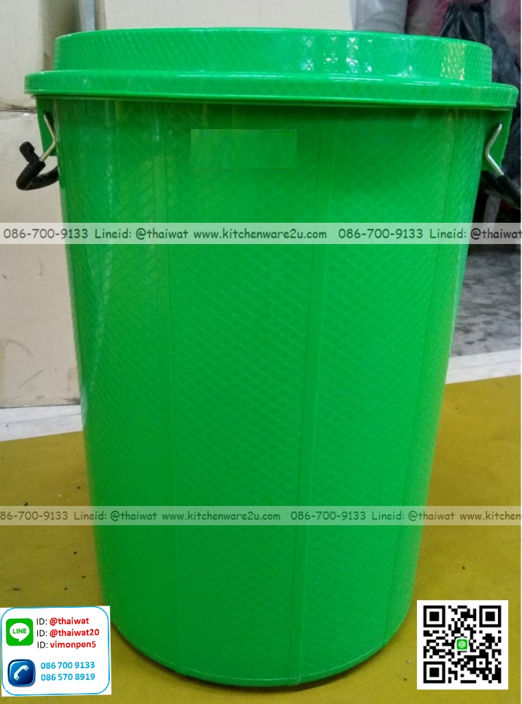 P12178 ถังน้ำ + ฝา 32 แกลอน 100 ลิตร สีเขียว (54* 54*70 ซม.) เกรดเอ พร้อมหูเหล็ก ล็อกฝาปิด HDPE (ราคาส่งต่อ 6 ใบ:เฉลี่ย 450 บต่อใบ)