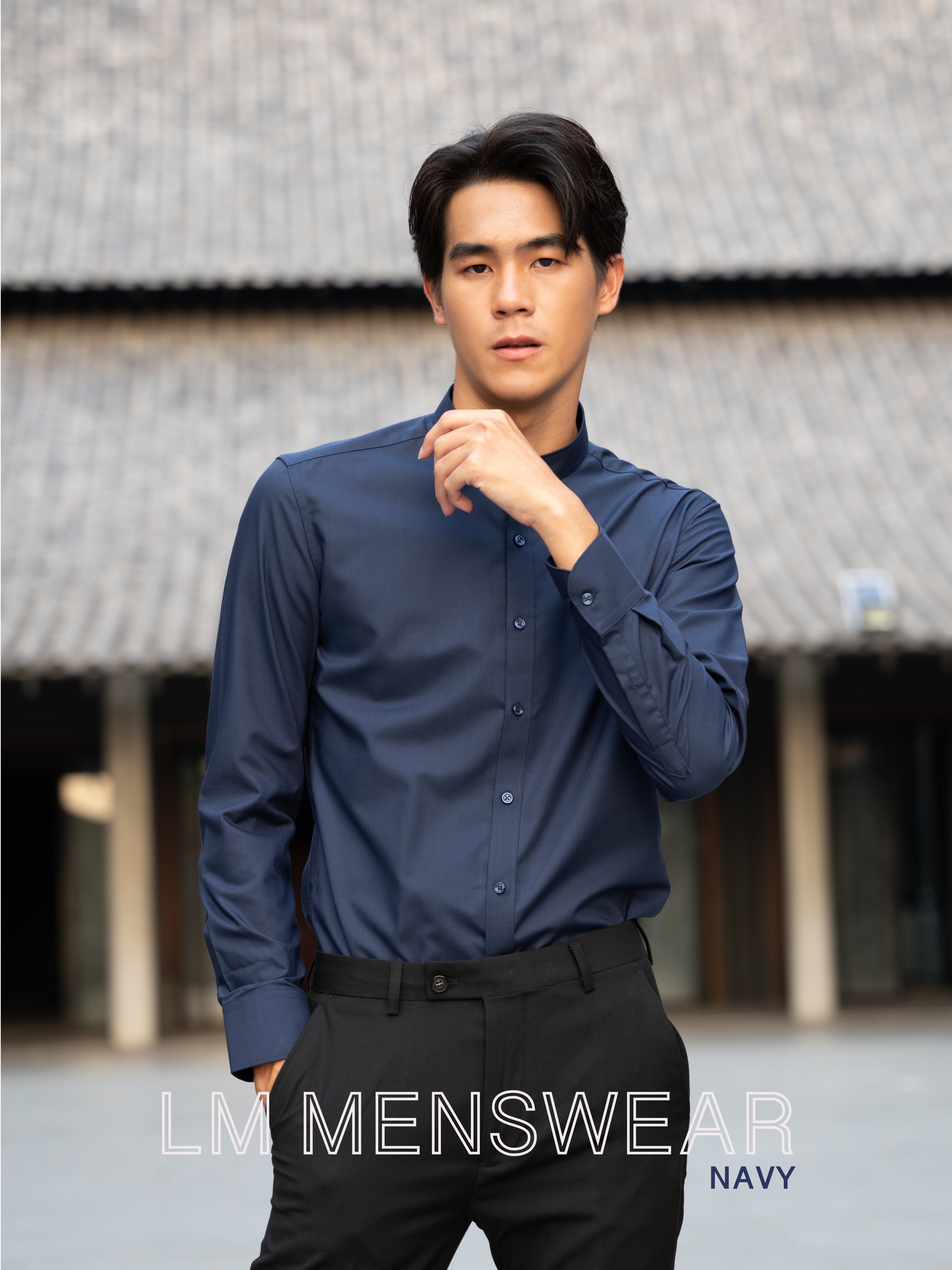 เสื้อเชิ้ตคุณภาพ คอจีน สีฟ้า(Sky Blue) สีฟ้าเข้ม(Royal Blue) สีกรม(Navy) สีดำ(Black)