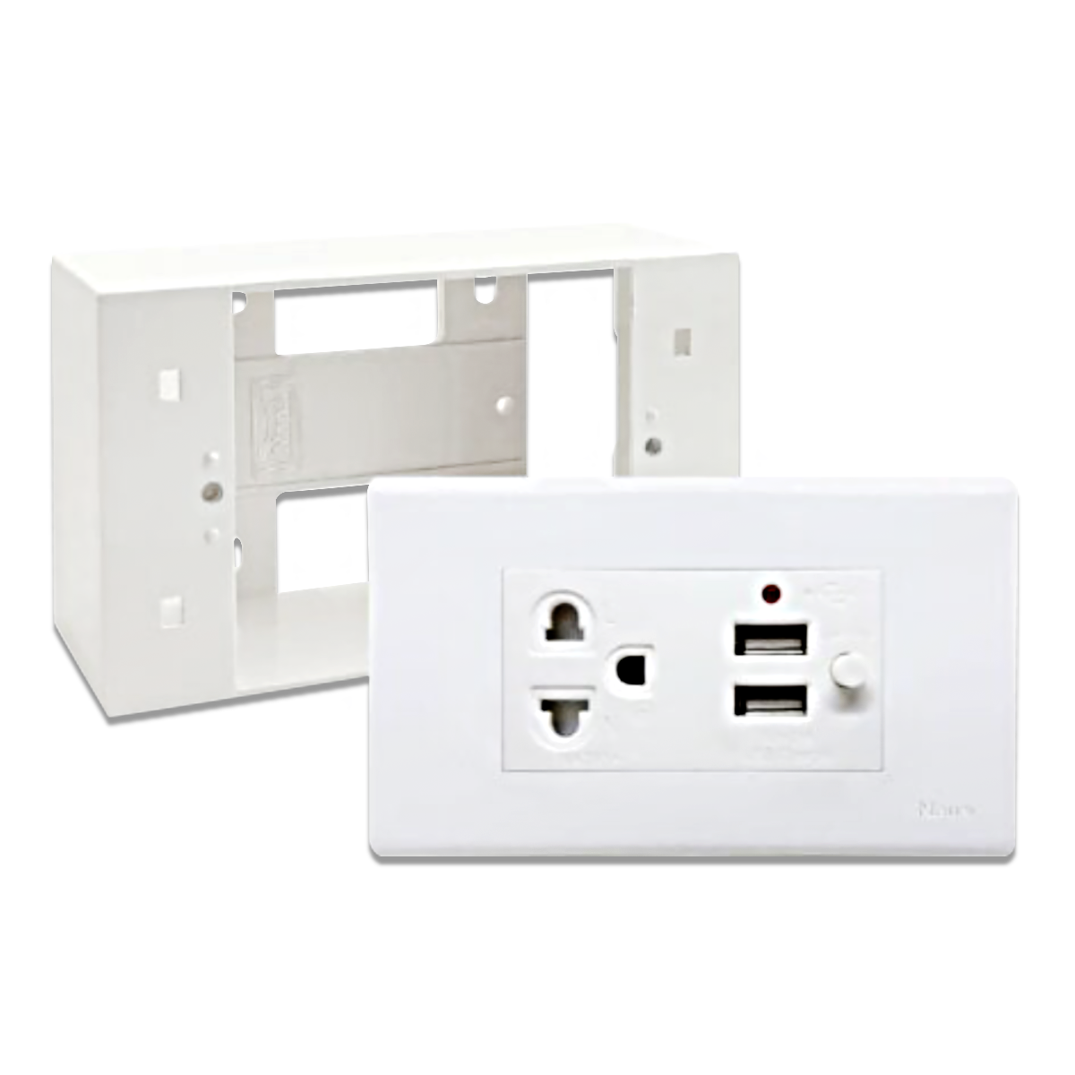 NANO ชุดฝา 3 ช่อง+เต้ารับเดี่ยว+2 USB+บล็อกลอยขนาด 2*4 นิ้ว Classic series รุ่น CSU3-B