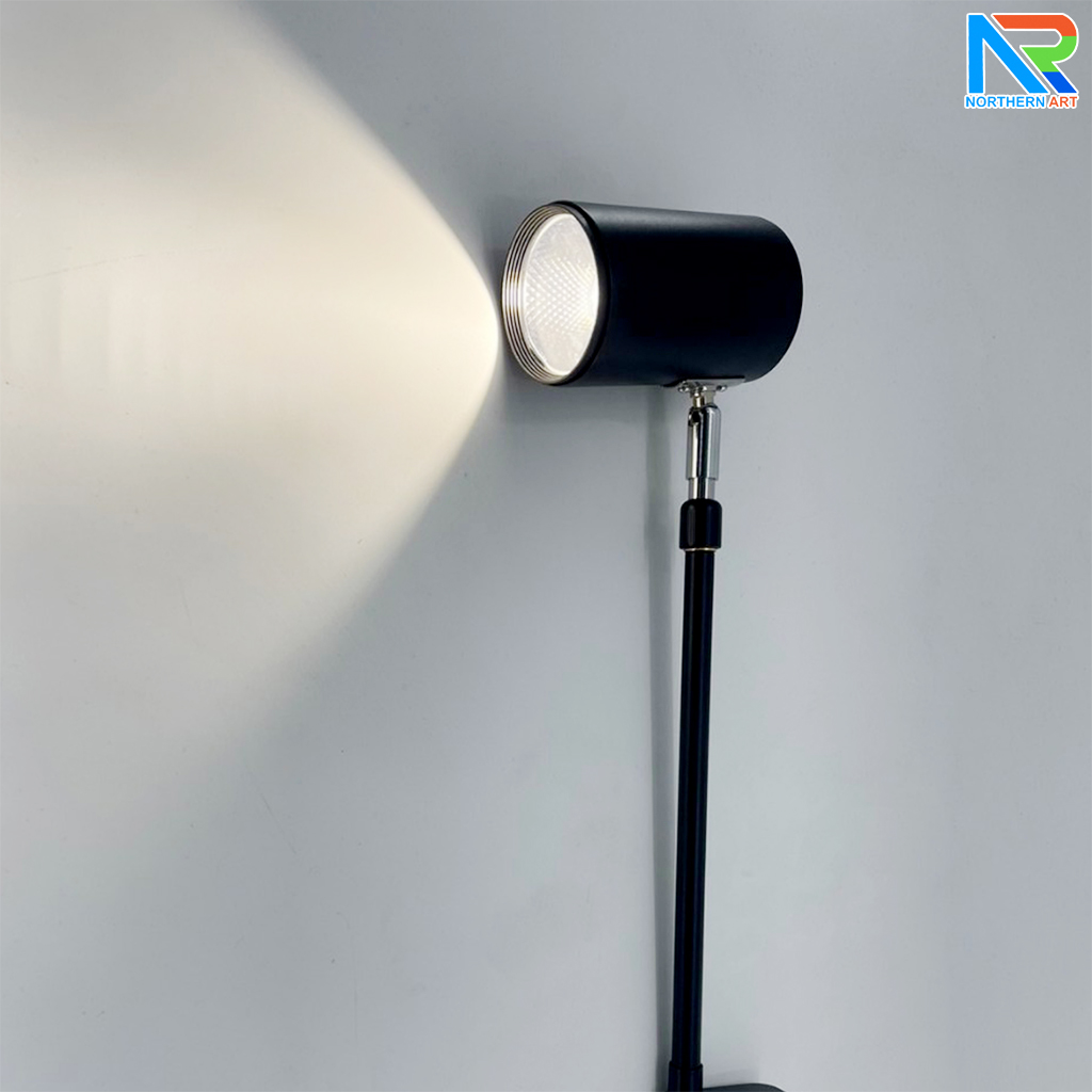 โคมไฟทรงกระบอกสีดำ รุ่นขาหนีบแบบหมุน 12 w COOLWHITE 4000 K (แสงขาวนวล) ปรับความยาวขาได้ ใช้กับโครงบอร์ดนิทรรศการ
