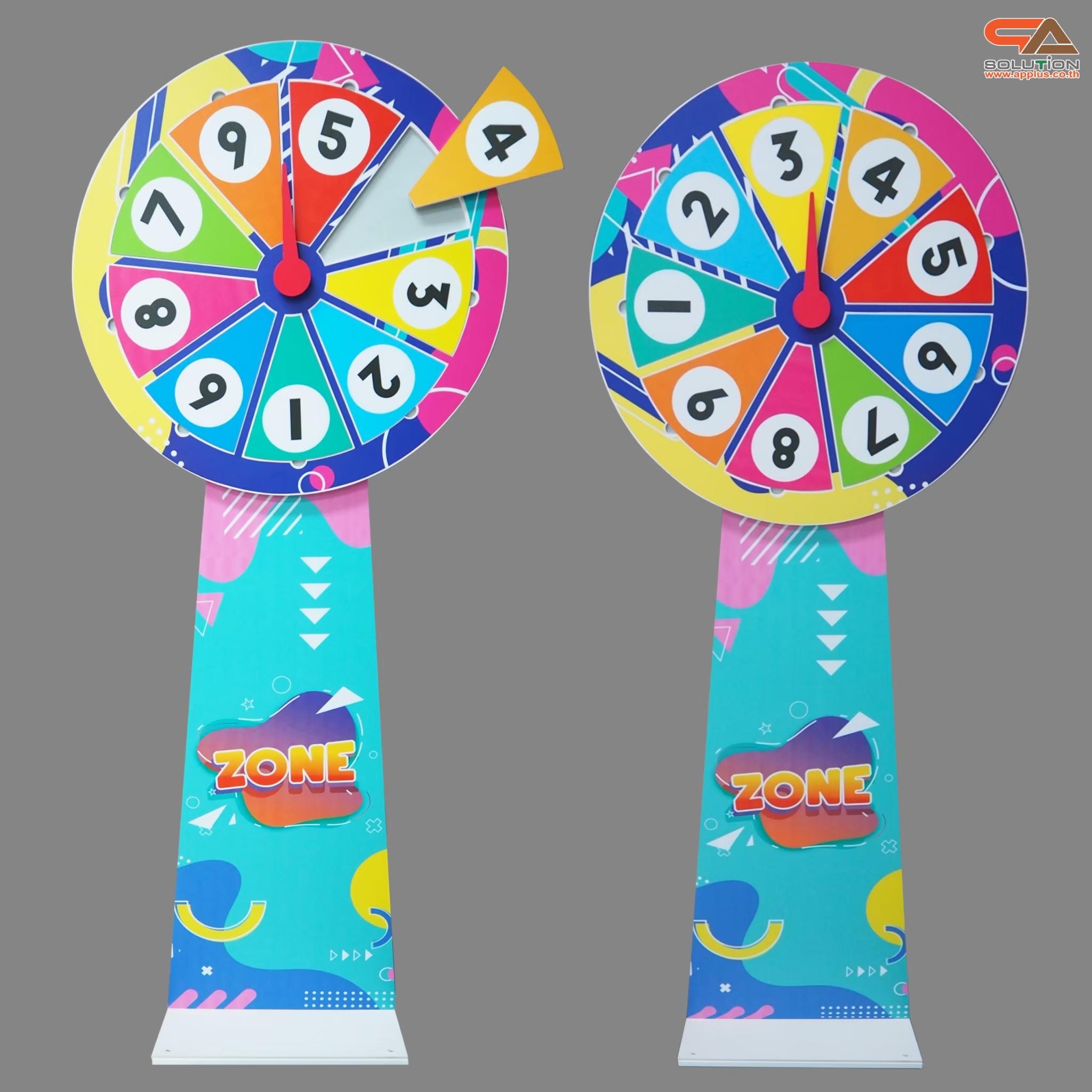 เกมส์วงล้อแม่เหล็ก รุ่นฐานเหล็ก ขนาดวงล้อ 60-80 ซม. สูง 155-164 ซม. ถอดประกอบได้ แผ่นจิ๊กซอสามเหลี่ยม แกะเปลี่ยนได้