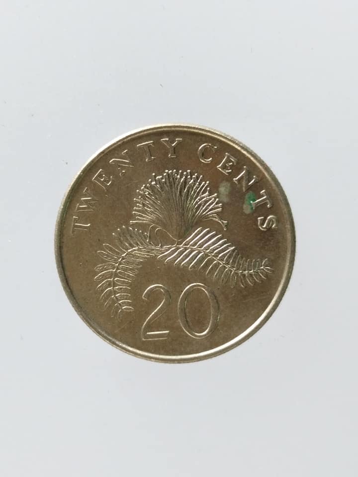 C053 เหรียญ 20 cents singapore ปี 1996