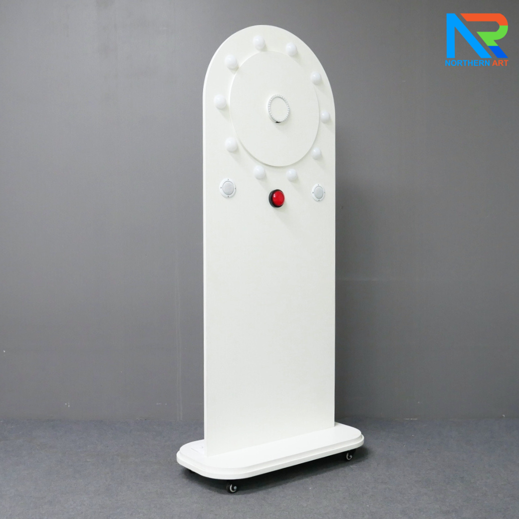 เกมส์วงล้อไฟฟ้าตั้งพื้น แบบปุ่มกดแรนดอม ไฟวิ่งวนพร้อมเสียง ขนาด (W)70 x (D)35 x (H)156 ซม.