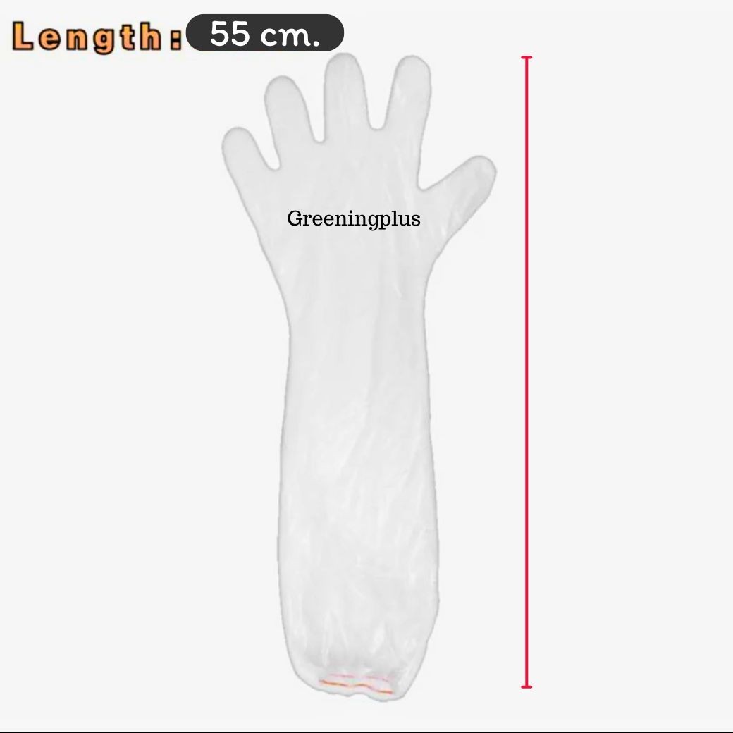 ถุงมือพลาสติก คลุมศอก แบบยาวพิเศษ 55 cm. Long Glove จำนวน 10 ชิ้น (5คู่) / แพ็ค