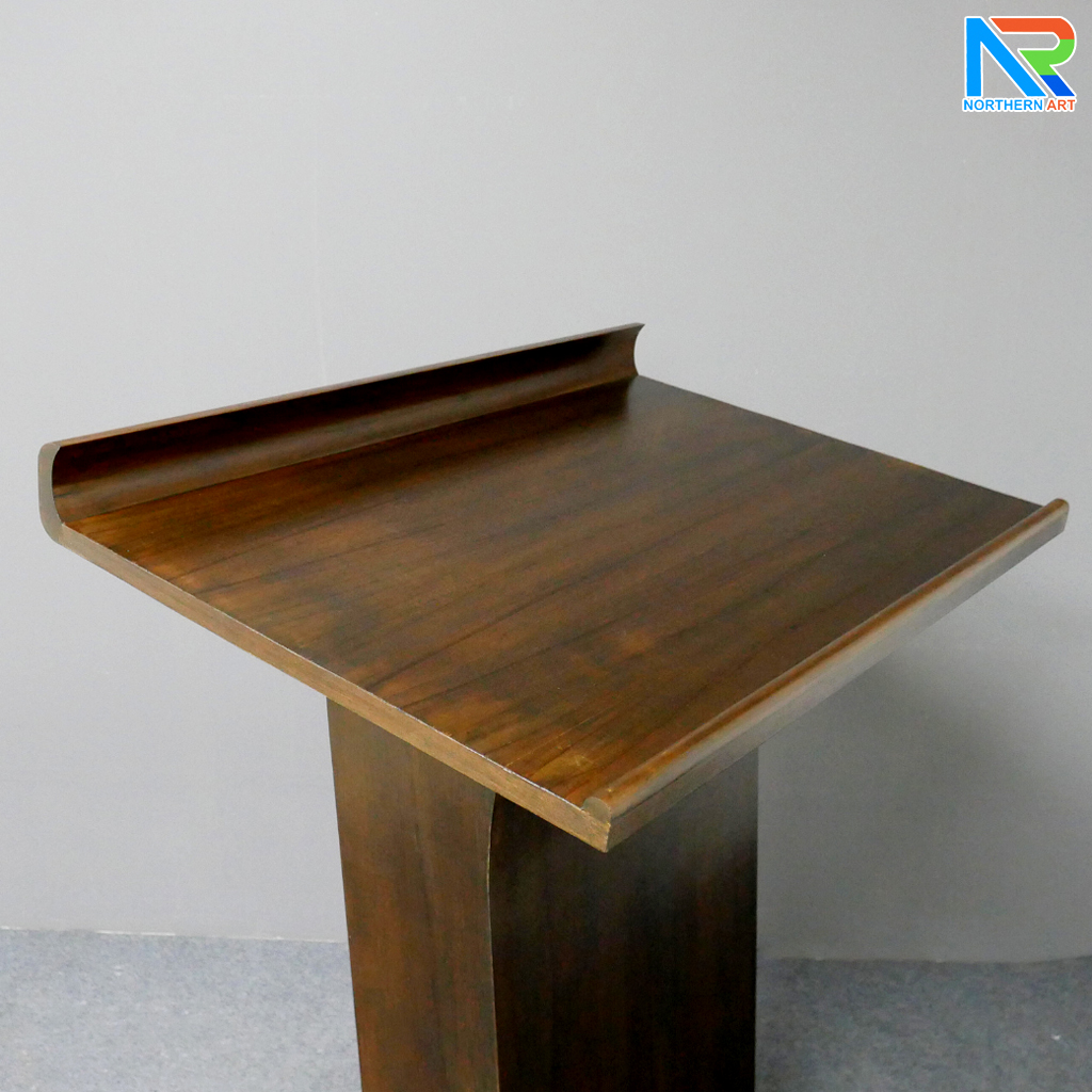 โพเดียมไม้ ยืนคู่ TOP เอียง สีโอ๊ค ขนาด (W)90 x (L)55 x (H)124 cm.