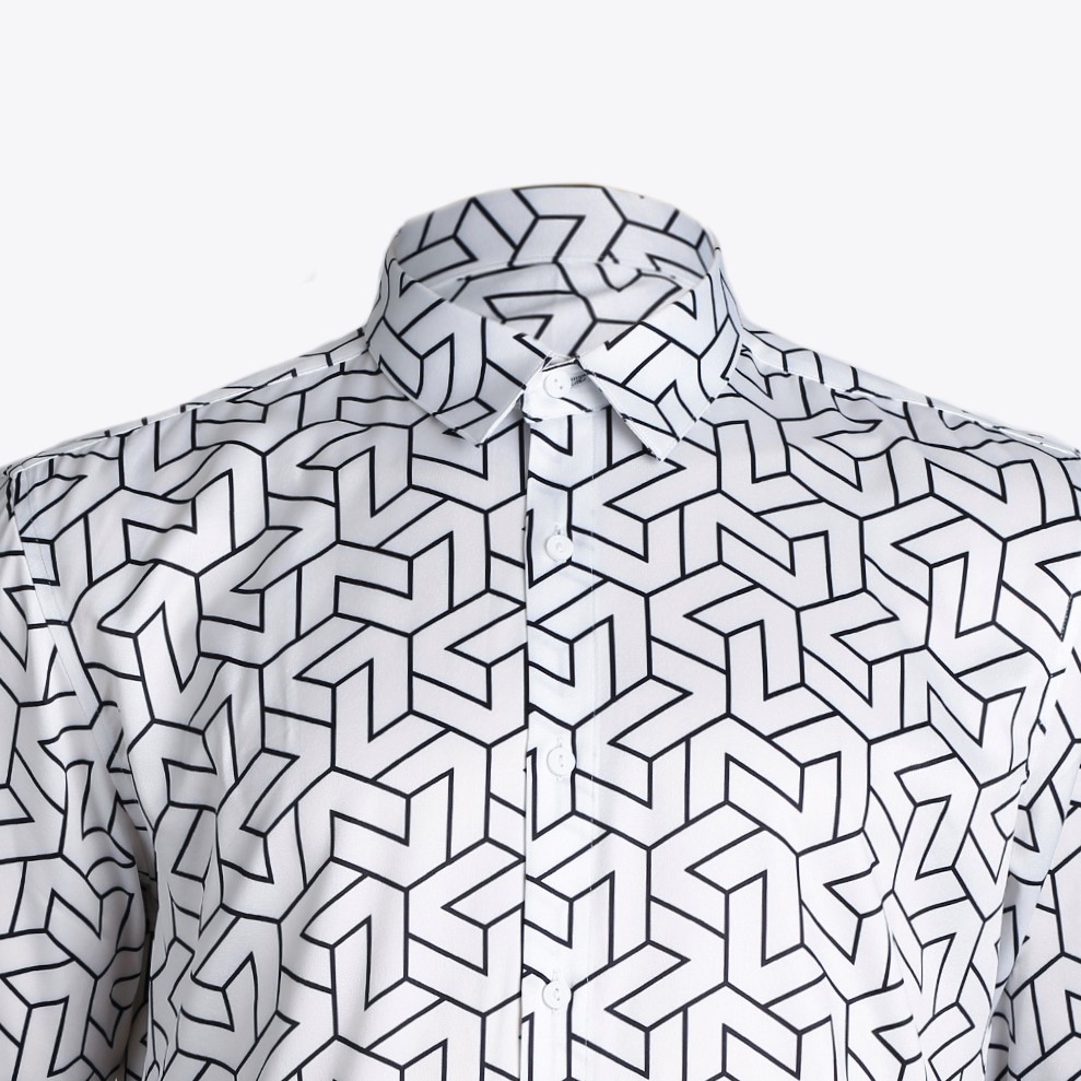 LM White Black Patterned Shirt