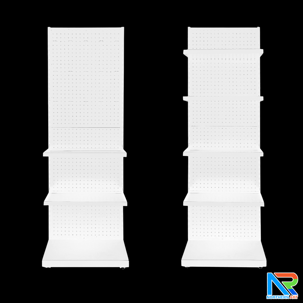 เช่าชั้นวางสินค้าเหล็ก ขนาด(W)50 x (D)25 x(H)150 cm. สีขาว ปรับจำนวนชั้นและขอแขวนได้ตามความต้องการ