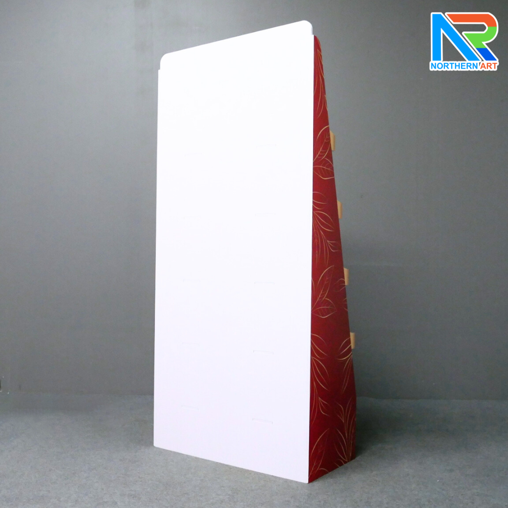 ชั้นวางสินค้าพลาสวูด 5 ชั้น ขนาด (W)61.6 x (D)30 x (H)135 cm. พร้อมงานพิมพ์ พลาสวูดหนา 8 มม. สั่งผลิตตามแบบ