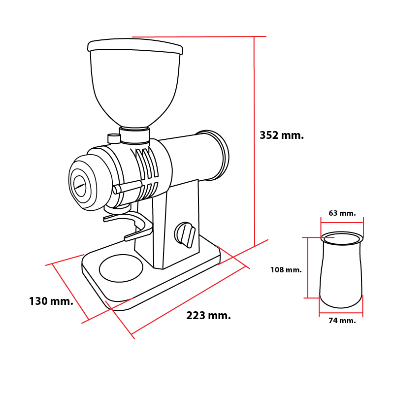 Coffee grinding 150W. with coffee powder container and filter