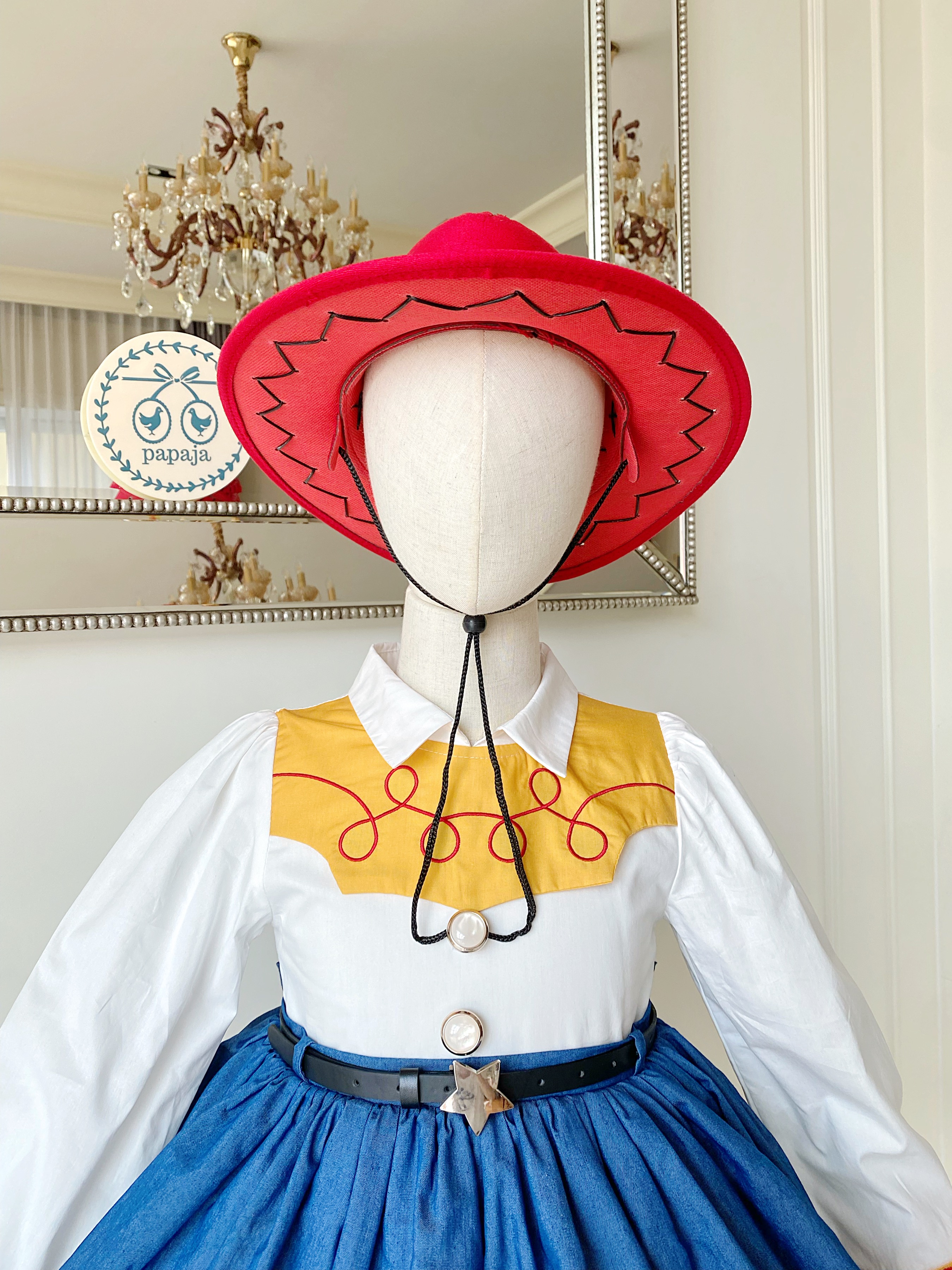 (เซต 4 ชิ้น) ชุดคอสเพลย์งานไฮพรีเมี่ยม เจสซี่ Jessie (Toy Story) ครบเซต (ชุด+เข็มขัด+หมวก+ปลอกขา)