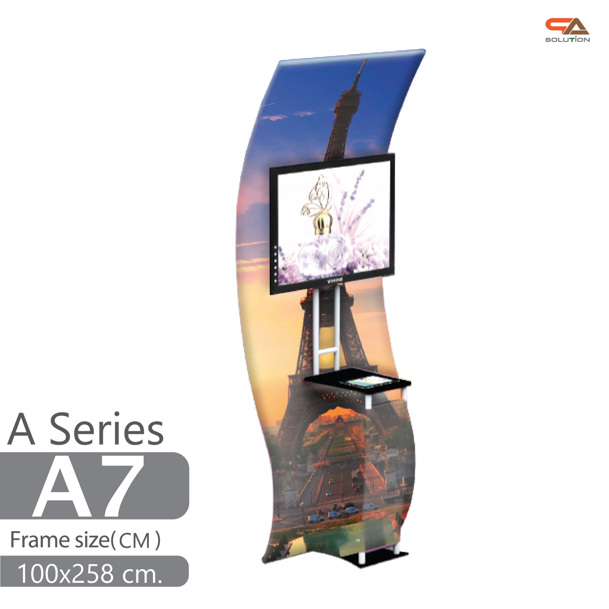 แบคดรอปผ้า A series โครงอะลูมิเนียม ถอดประกอบได้ ขนาด (W)100 cm. x (H)228–324.6 cm. พร้อมกระเป๋าใส่อุปกรณ์