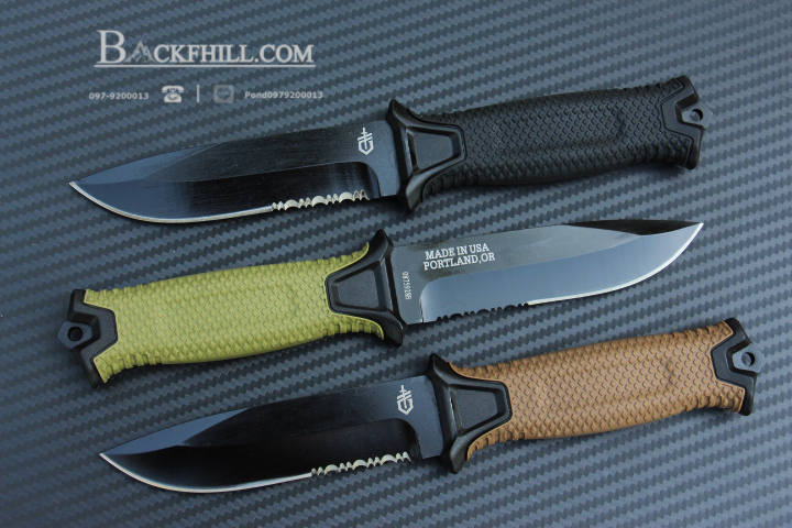 มีดใบตายสายลุย Gerber Strong Arm Semi Serrated Fixed Blade OEM สีเขียวทหาร
