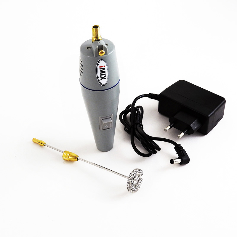 เครื่องตีฟองนมไฟฟ้า ด้ามสีเทา 12V. 10000RPM