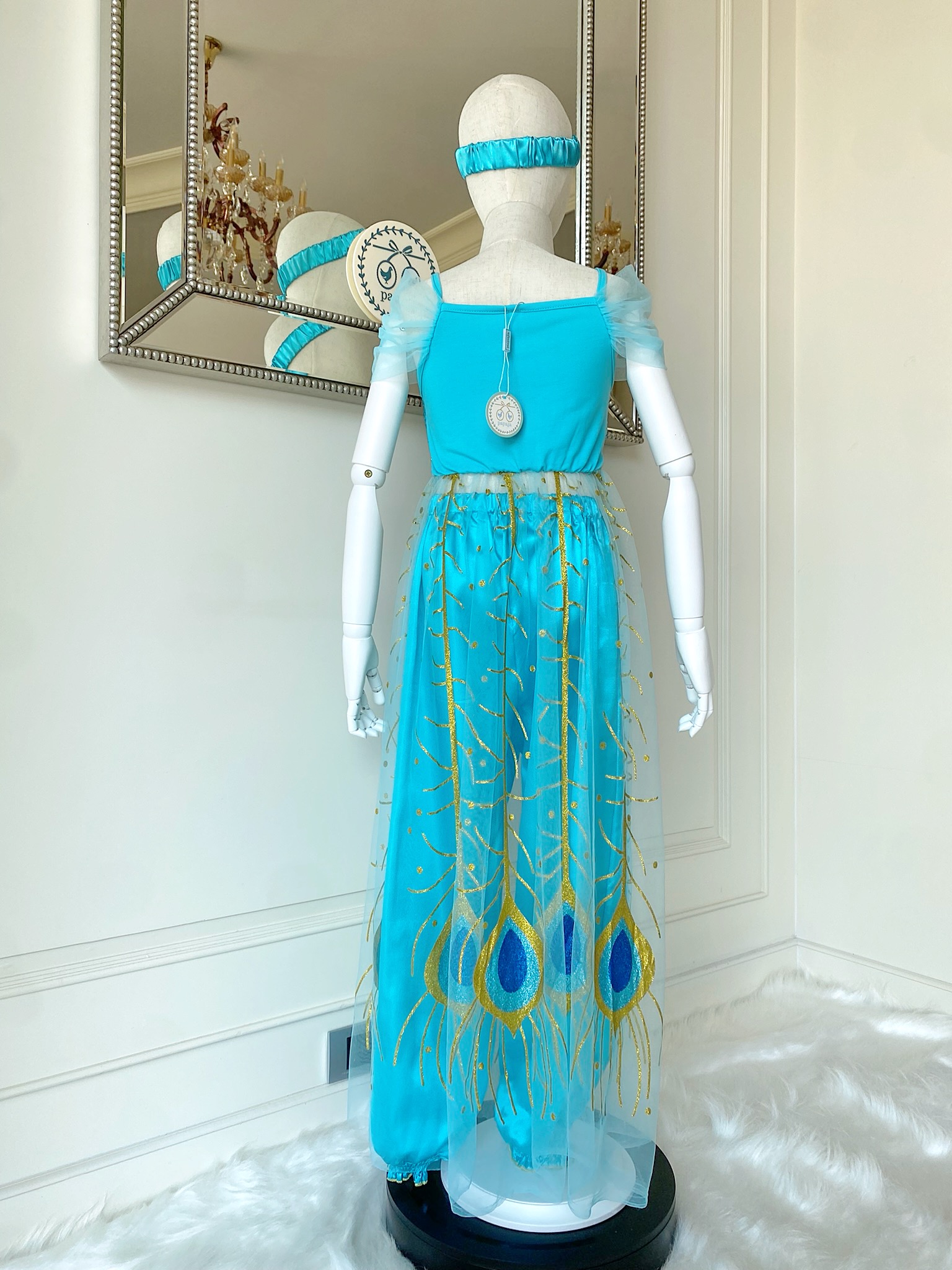 ชุดเจ้าหญิงจัสมิน (Jasmine) ต่อชายผ้าคลุมจากเอว พร้อมผ้าคาดผม