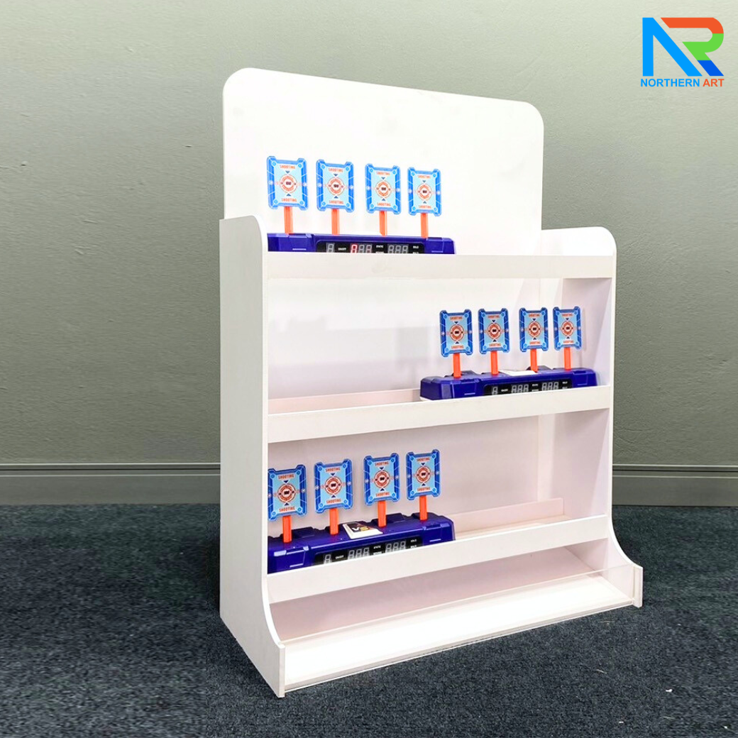 เกมส์ยิงเป้าตั้งโต๊ะ ขนาด (W)65 x (D)30 x (H)92 cm. พร้อมเป้าเคลื่อนที่ 4 แผ่น 3 ชุด และปืนกระสุนโฟม 1 กระบอก