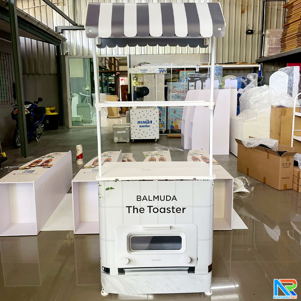 โต๊ะชงชิม บูธชงชิม รุ่นมีหลังคา ขนาด (W)78 x (D)40 x (H)185 cm.พร้อมชั้นวางของ หลังคา ถอดประกอบได้ พร้อมกระเป๋า 1 ใบ