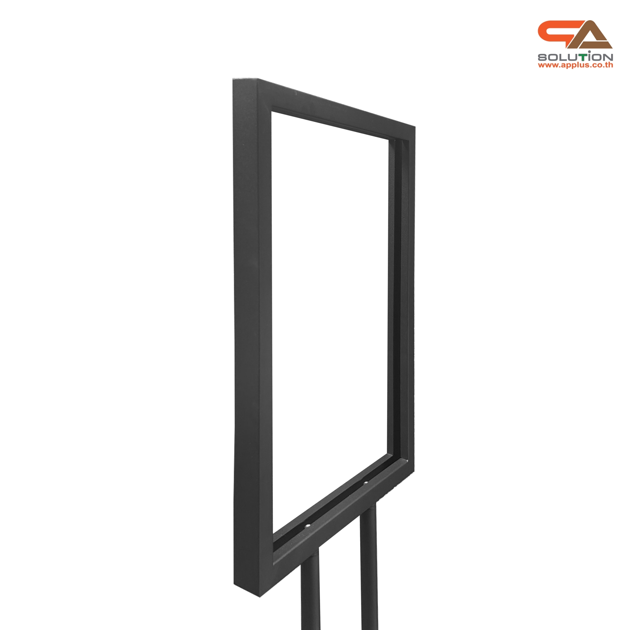 โปสเตอร์สแตนด์เหล็ก A3 สีดำ เสาคู่ ฐานเหลี่ยม ขนาด (W)35 x (L)47 x (H)145 cm. พร้อมแผ่นอะคริลิคใส 2 มม.2แผ่น สอดงานพิมพ์ด้านบน