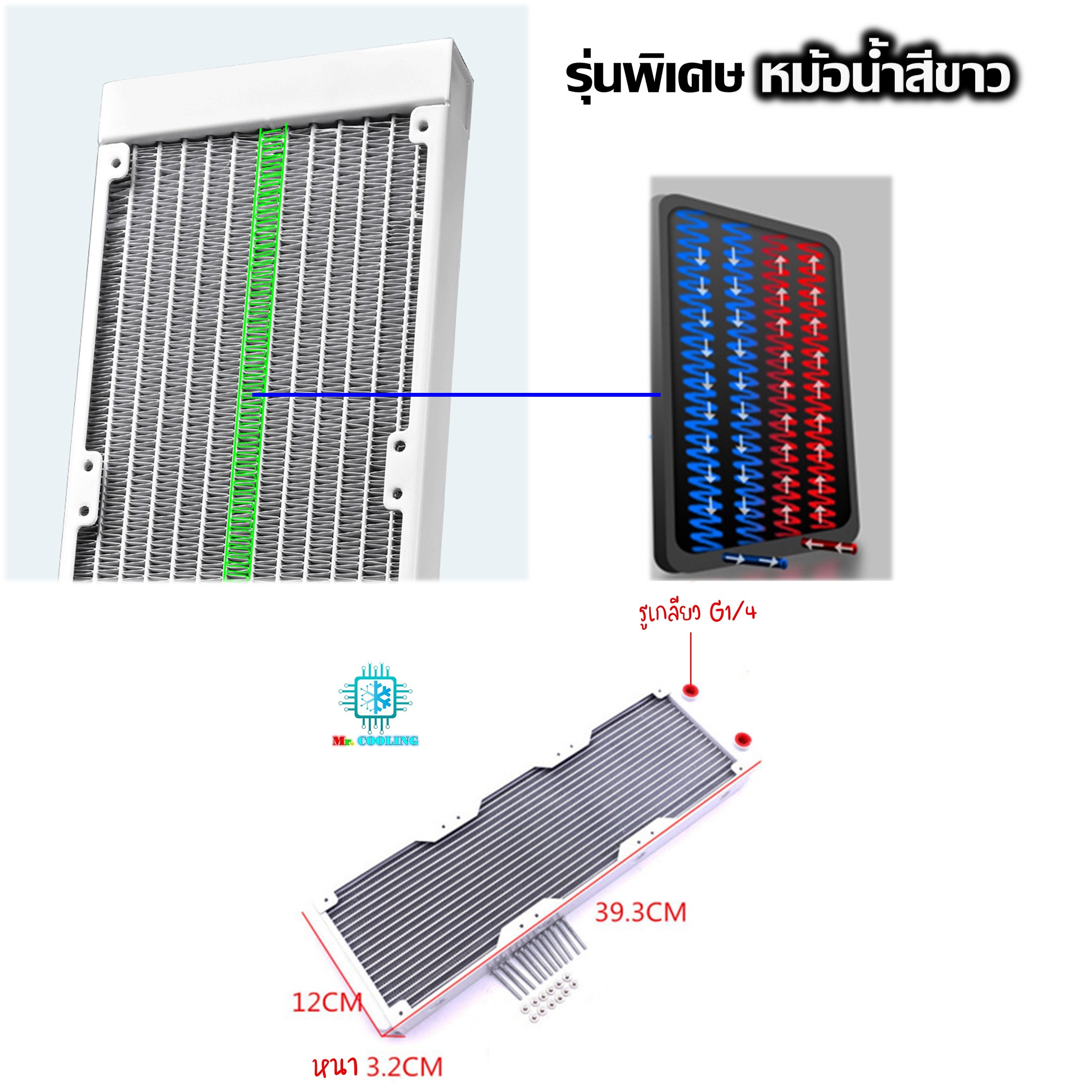 ชุดน้ำระบายความร้อนCPUระบบเปิด หม้อน้ำสีขาว3ตอน ท่ออ่อน Master Grade360 CPU Water Cooling White Radiator3Stage