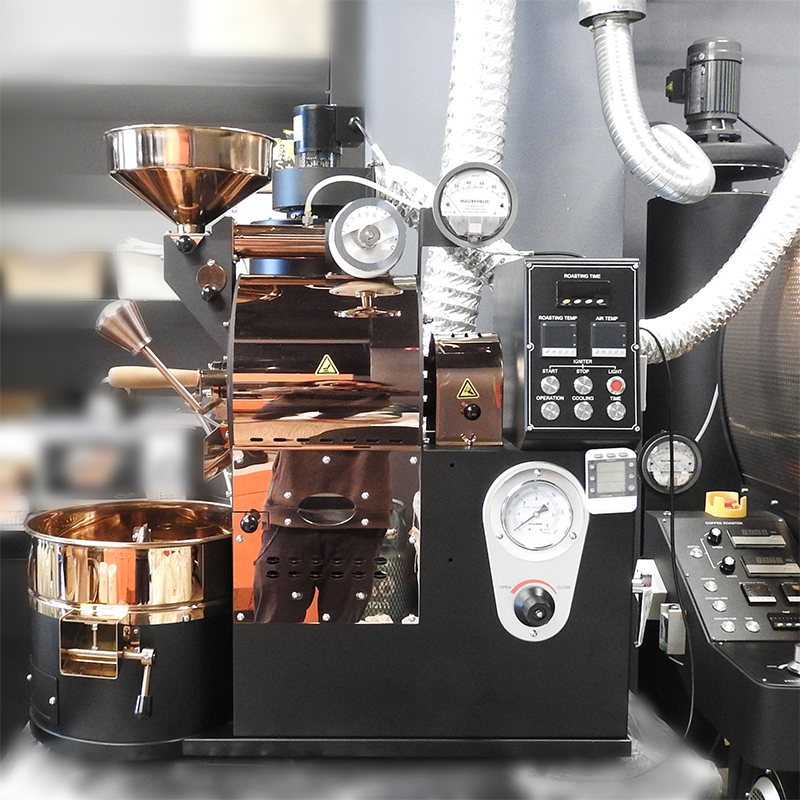 เครื่องคั่วกาแฟ 2 กิโลกรัม แก๊ส มีระบบเชื่อมต่อคอมพิวเตอร์เพื่อควบคุมการคั่ว