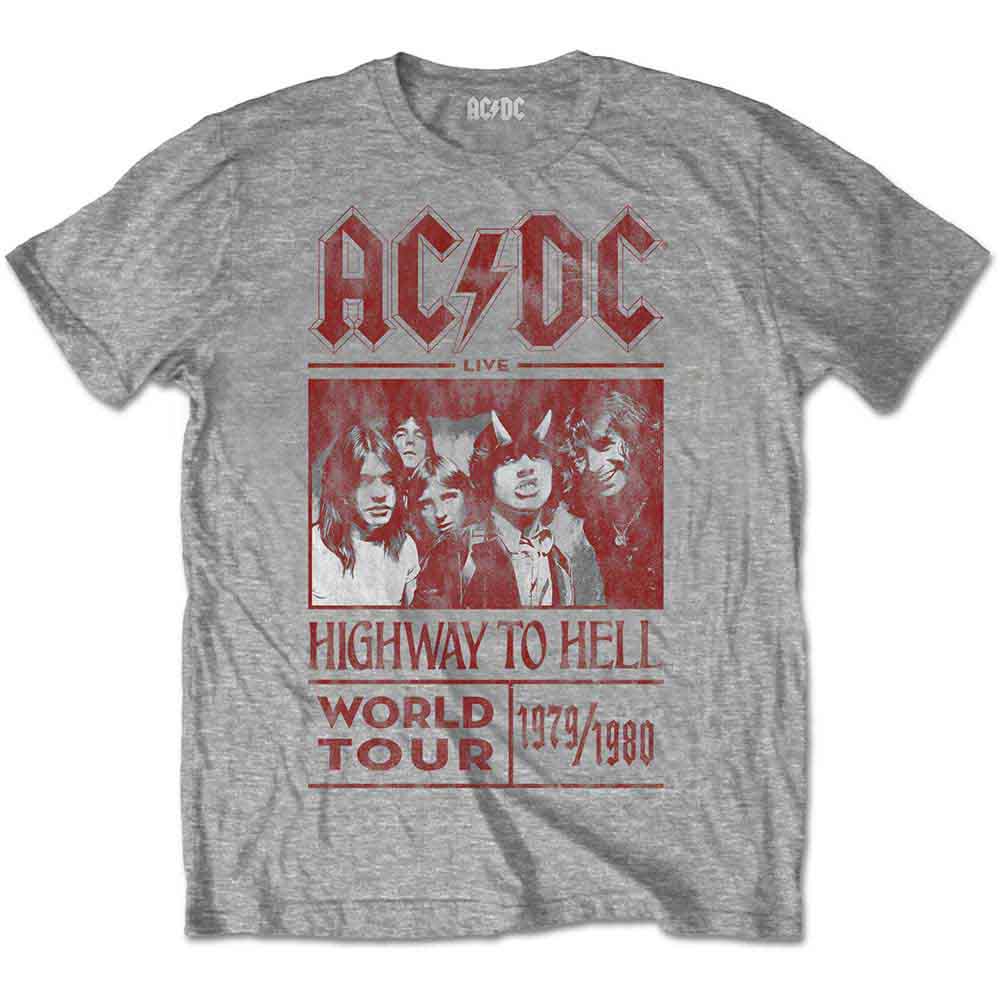 AC/DC Unisex T-Shirt: Highway to Hell World Tour 1979/1980 GREY