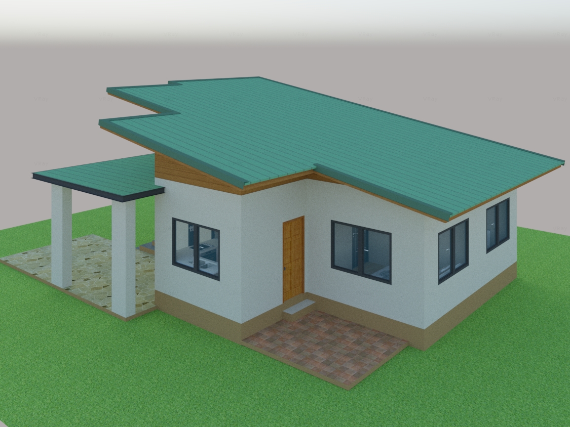 บ้านเดี่ยวชั้นเดียว ทรงโมเดิร์น