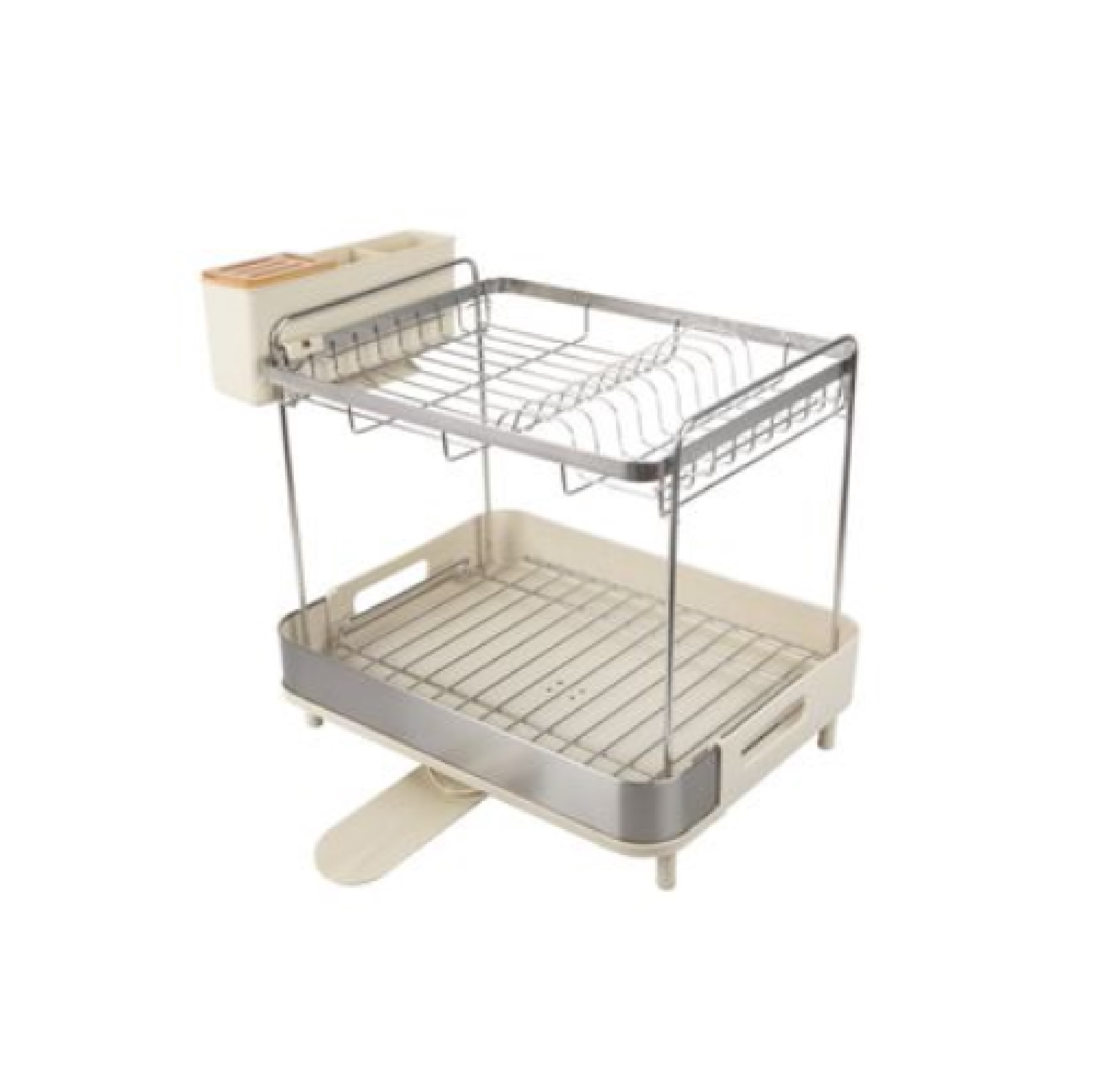 ที่คว่ำจานสเตนเลสพร้อมถาดรอง 2 ชั้น KASSA HOME รุ่น WK810449-1 ขนาด 46.6 x 32.2 x 41.1ซม. สีขาว-เงิน