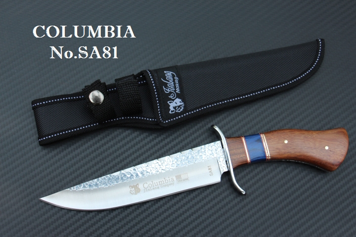 มีด COLUMBIA รุ่น SA81 มีดทรงเปอร์เซียใบตอกลายขรุขระ ด้ามไม้อย่างดี พร้อมซองไนลอน