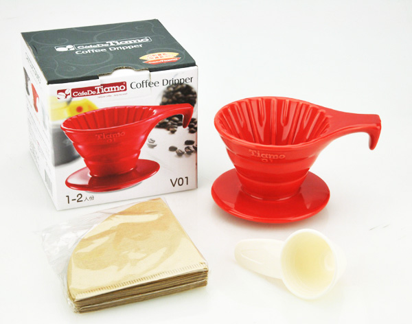 ถ้วยดริปเปอร์กรองกาแฟเซรามิก รูเดี่ยว 1-2 ถ้วย (V01) กระดาษกรองกาแฟ ช้อนตวงตักกาแฟ