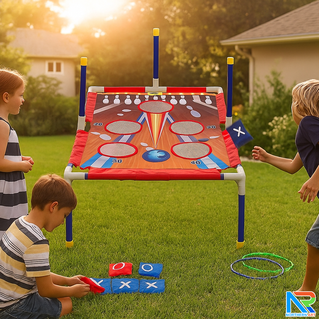 เกมส์ 2 IN 1 เกมส์โยนถุงทรายและเกมส์โยนห่วง ( สีแดง ) ถอดประกอบได้ ฝึกทักษะความแม่นยำ เล่นสนุกได้ทุกเพศทุกวัย