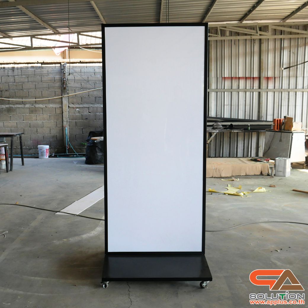 ตู้ไฟ LED ตั้งพื้น ฐาน SLOPE พร้อมล้อเลื่อน ขนาด 80x180 cm.พร้อมแผ่นอะคริลิค 2 แผ่น โชว์งานพิมพ์ 2 ด้าน เหมาะกับภายนอกอาคาร