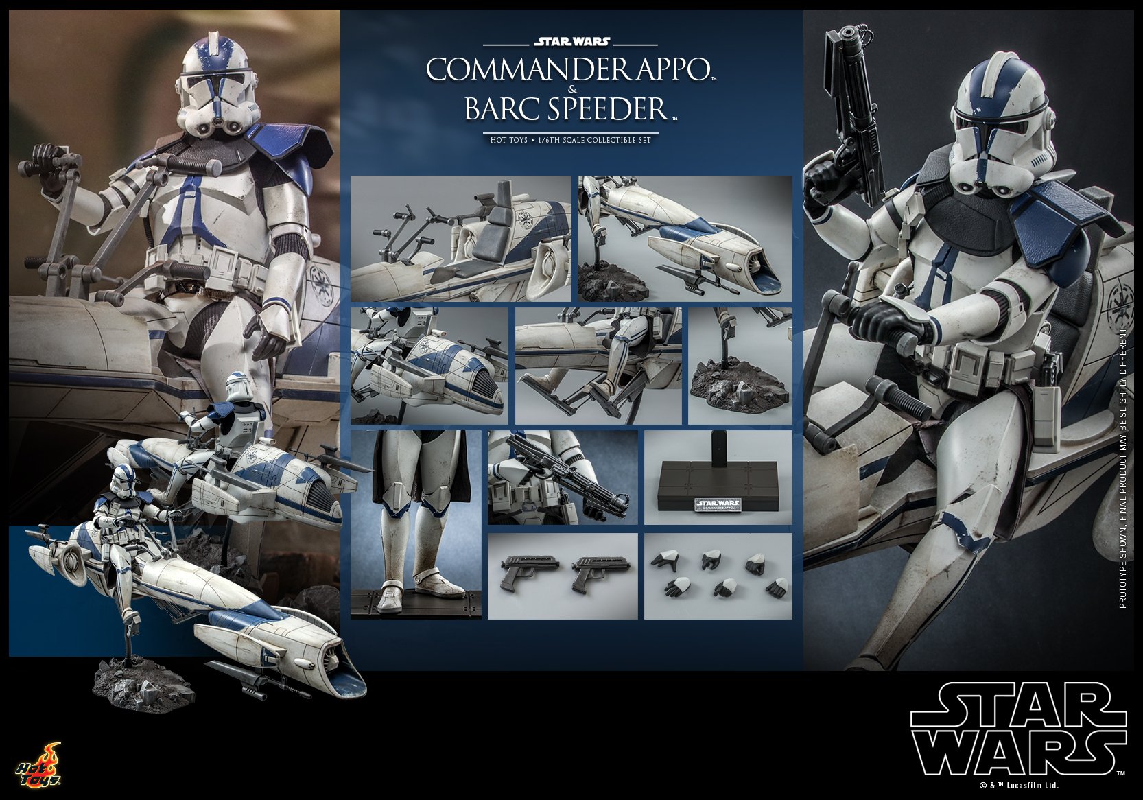 Hot Toys TMS076 1/6 Star Wars: The Clone Wars™ - Commander Appo™ and BARC Speeder™