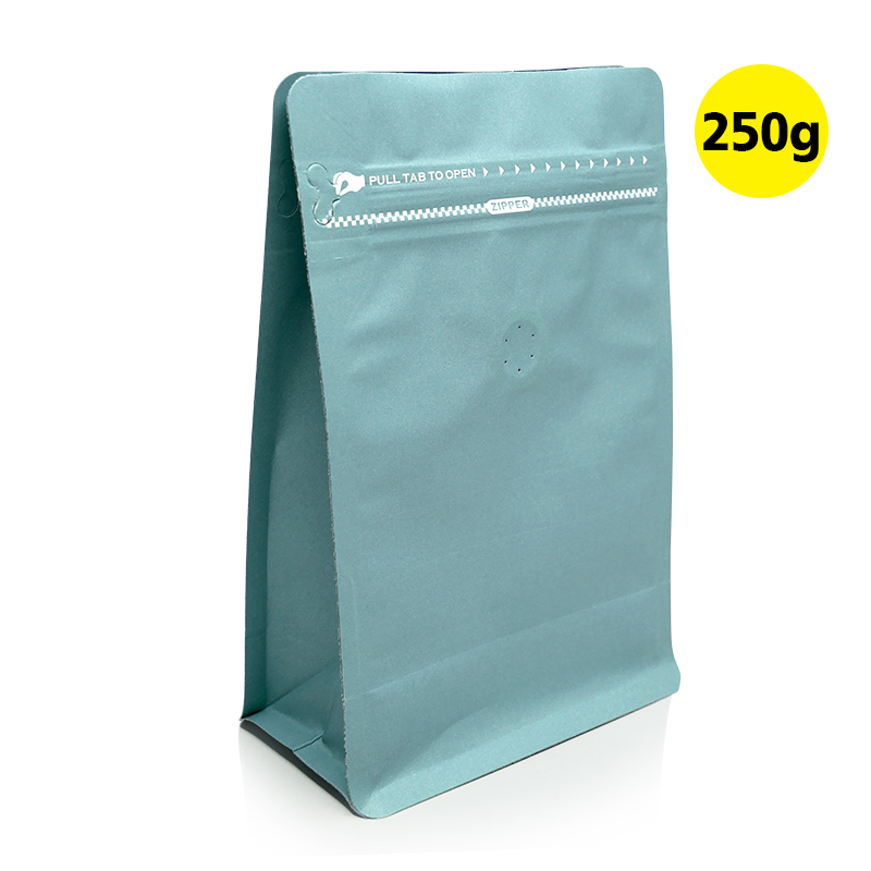 TW Series coffee bag 250g with valve, zip lock, can stand, expandable beside (50PCS Per Pack)