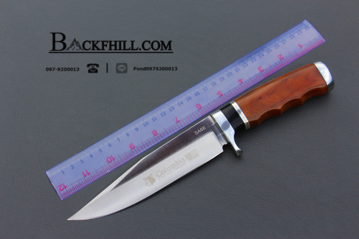 มีดใบตาย COLUMBIA รุ่นSA66 ใบมีดทรงโบวี่ ด้ามจับไม้เนื้อแข็งอย่างดี พร้อมซองไนลอน