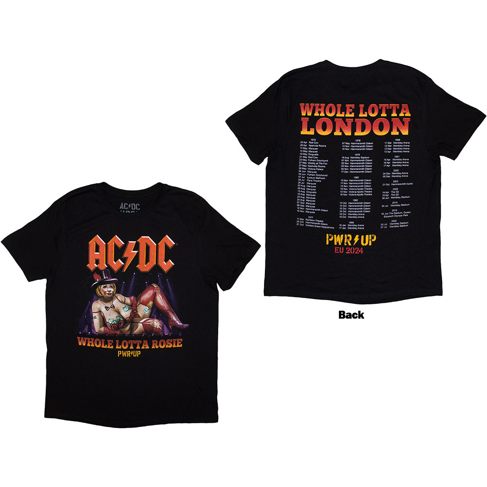 AC/DC Unisex T-Shirt: Whole Lotta London PWR-UP EU Tour '24 (Back Print & Ex-Tour) GREY