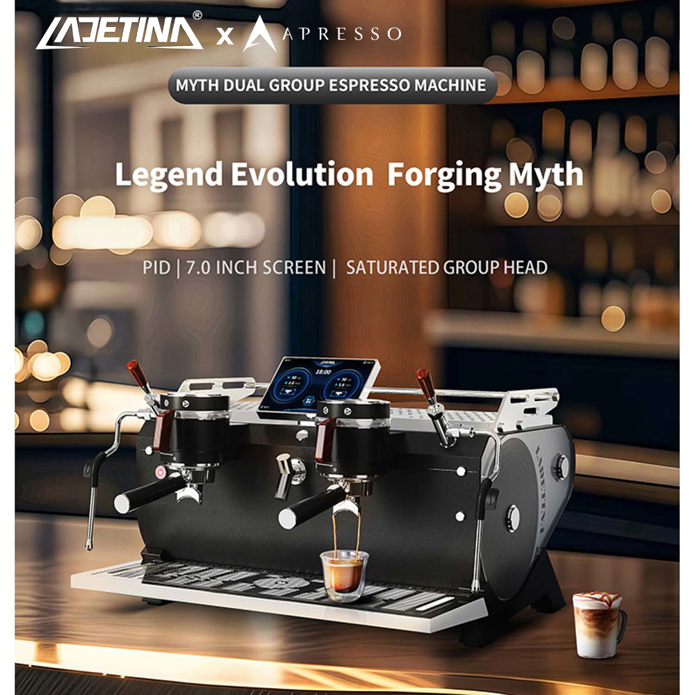 🇹🇭 LADETINA เครื่องชงกาแฟ MYTH AT2-2 | 2 หัวชง Pre-Infusion | หม้อต้มคู่ | หน้าจอสัมผัส 7 นิ้ว
