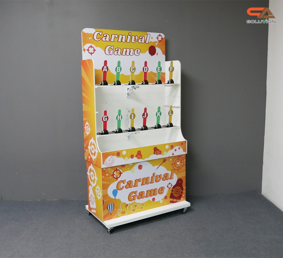 เกมส์ CARNIVAL GAME ยิงเป้าเหล็กแท่ง ขนาด (W) 90 x (L)50 x (H)176 cm. พร้อมเป้าเหล็ก 12 อัน ปืนกระสุนโฟม 2 ชุด