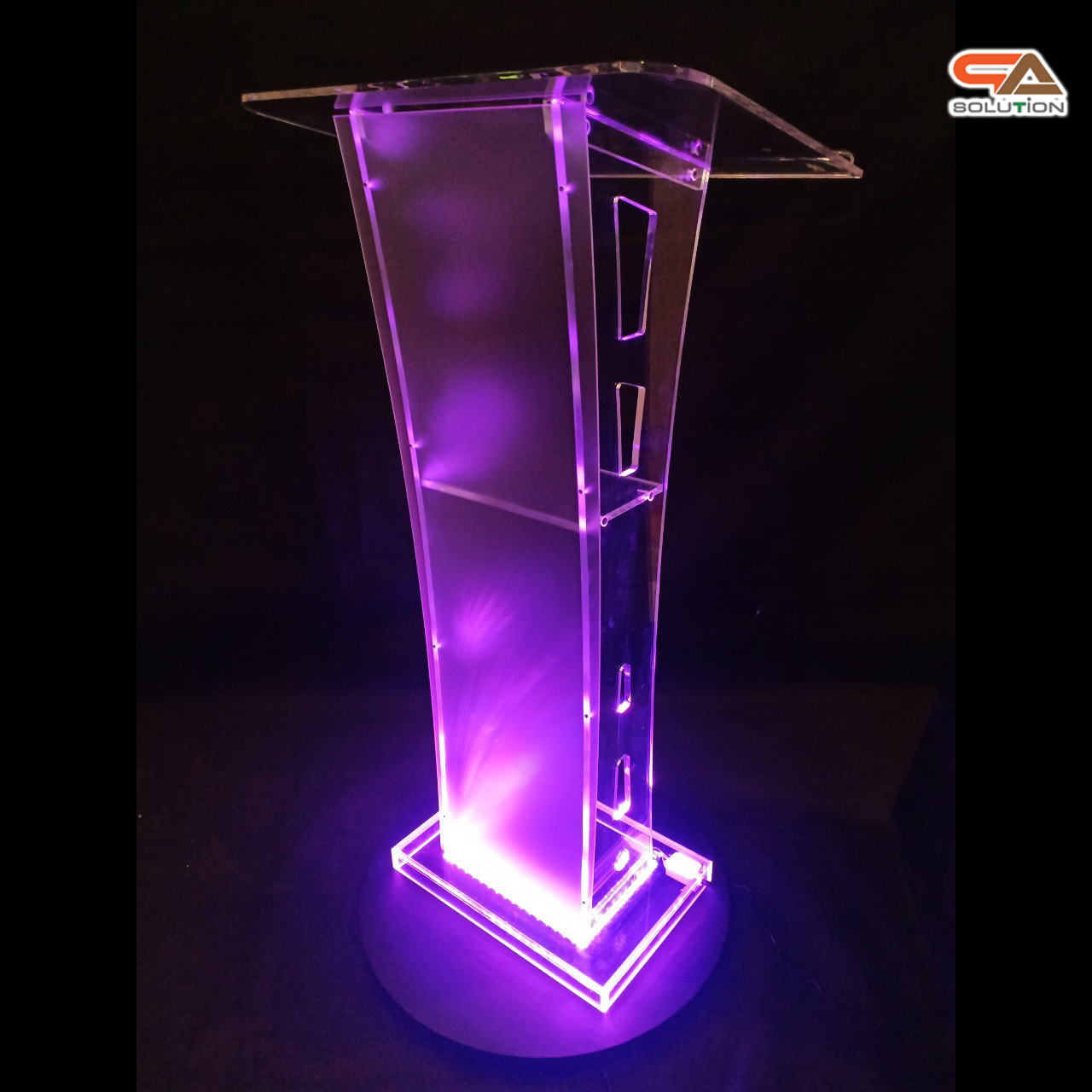 โพเดียมอะคริลิค เรืองแสงLED เปลี่ยนสีได้ พร้อมรีโมท TOP เอียงพร้อมกันตก ขนาด(W)60 x (L)40 x (H)114 cm.