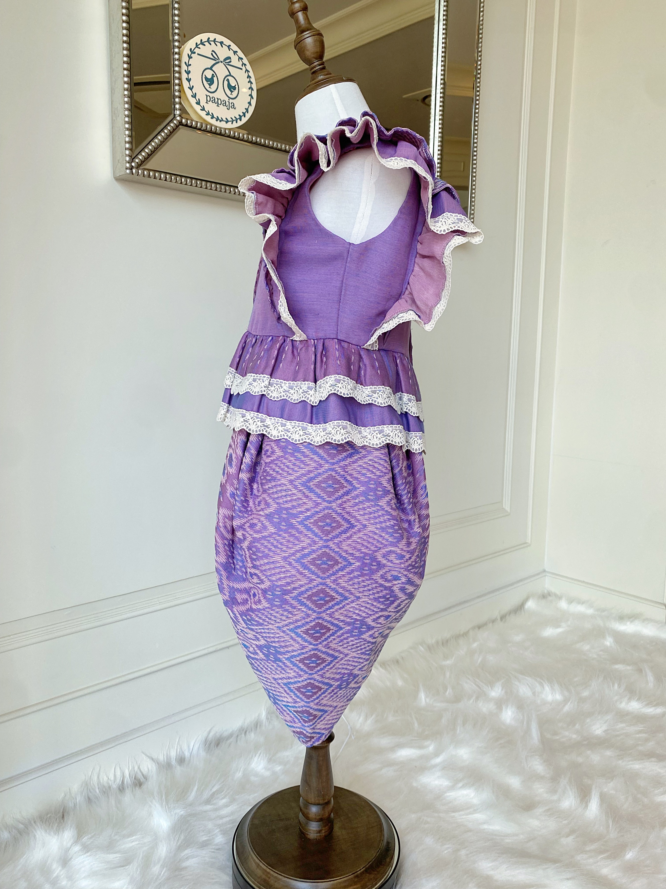 (เซต 4 ชิ้น) ชุดไทยแบรนด์ Chabafah รุ่น ศิรินภา สีม่วง