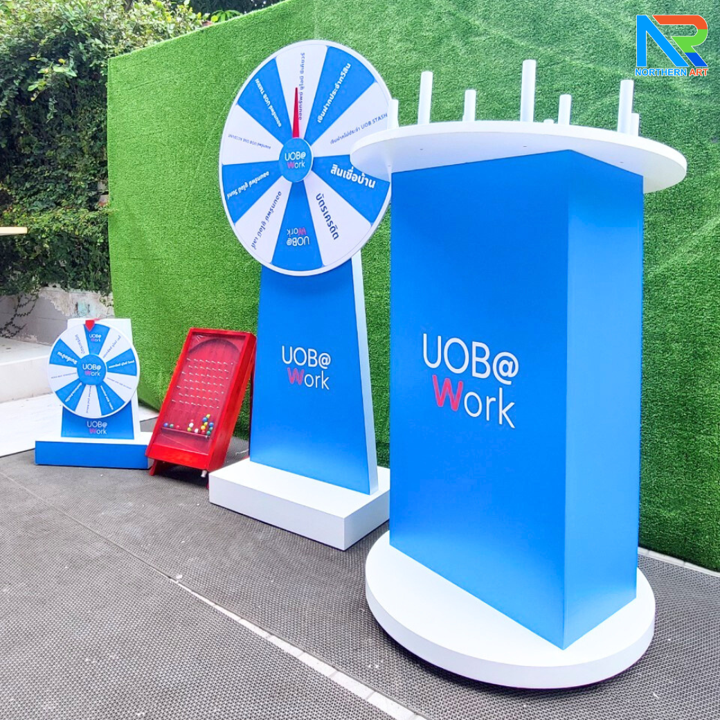 ชุดเกมส์ออกบูธ ประกอบไปด้วย เกมส์วงล้อตั้งพื้น + เกมส์วงล้อเหล็กตั้งโต๊ะ + เกมส์พินบอล + เกมส์โยนห่วง