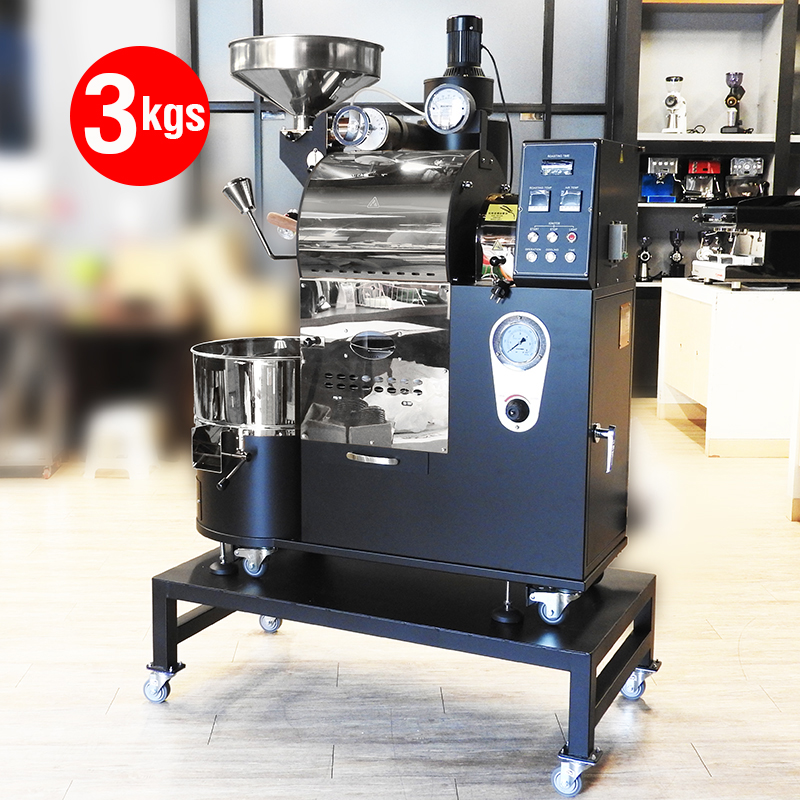 เครื่องคั่วกาแฟ 3 กิโลกรัม แก๊ส มีระบบเชื่อมต่อคอมพิวเตอร์เพื่อควบคุมการคั่ว