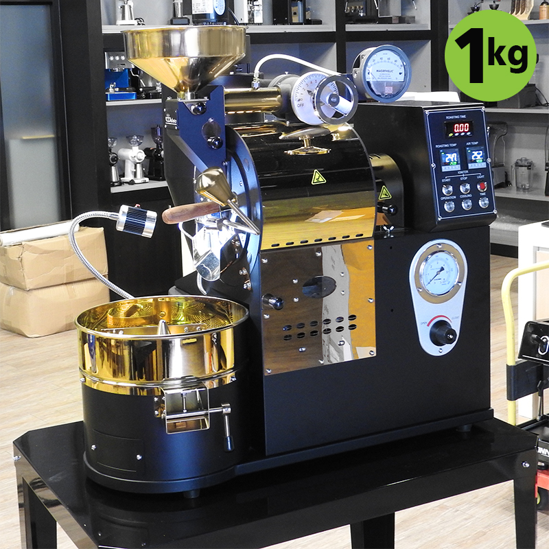 เครื่องคั่วกาแฟ 1 กิโลกรัม แก๊ส มีระบบเชื่อมต่อคอมพิวเตอร์เพื่อควบคุมการคั่ว