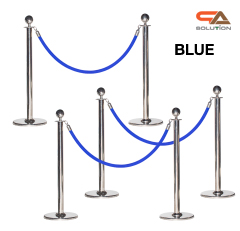 เช่าเสากั้นบริเขต สแตนเลสหัวกลมสีเงิน พร้อมสายผ้าคล้อง สีแดง ดำ น้ำเงิน ม่วง ชมพู ขาว ( ราคาต่อเสา )