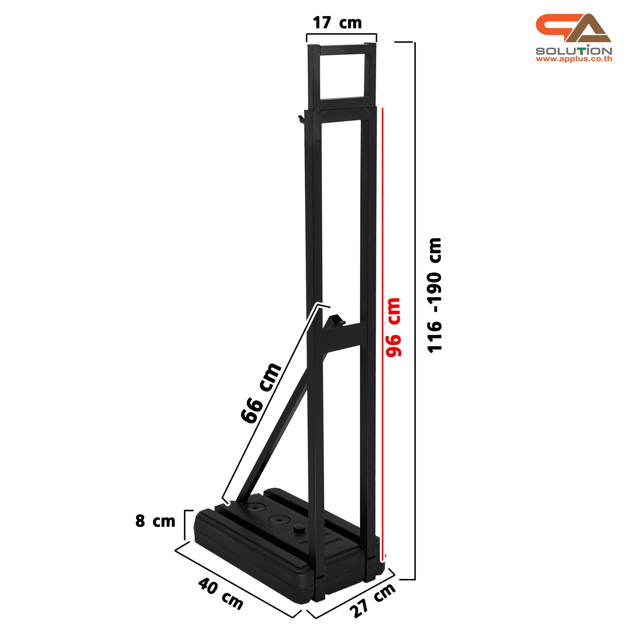 STANDY ขาตั้งสแตนดี้ รุ่นฐานน้ำ ขนาดสูง 100-180 cm. โครงเหล็ก ปรับระดับสูง-ต่ำได้ ฐานน้ำถ่วงน้ำหนัก ลดพัดไม่ล้ม ถอดประกอบได้