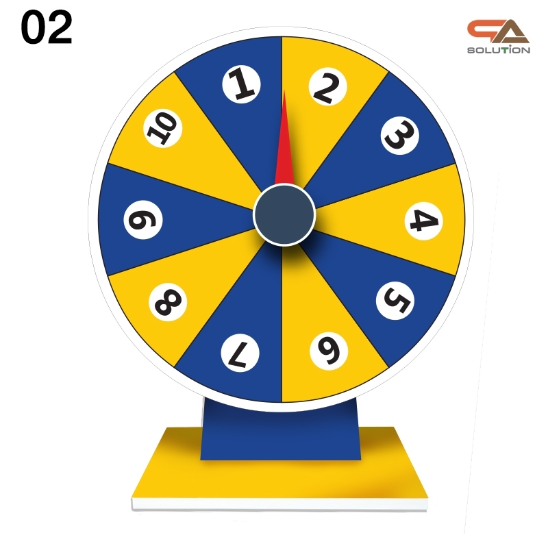 เกมส์วงล้อตั้งโต๊ะ ขนาดวงล้อ 40 ซม. สูง 56 ซม. วัสดุพลาสวูดสีขาว หนา 8-15 มม. ถอดประกอบได้