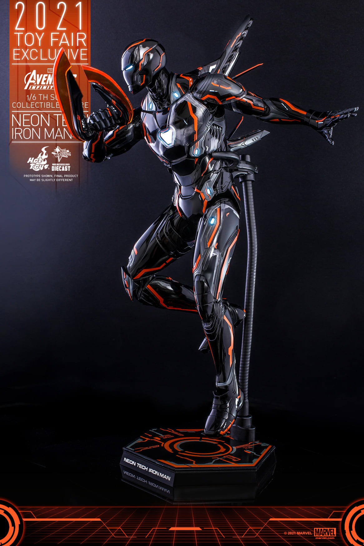 Hot Toys MMS597D39 16 Avengers Infinity War - Neon Tech Iron Man 4.0 [Toy Fair Exclusive 2021]