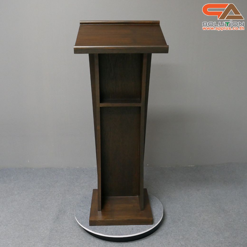 โพเดียมไม้ สีโอ๊ค ขนาด (W) 50 x (L) 40 x (H) 120ซม.TOP เอียง พร้อมชั้นวางของ