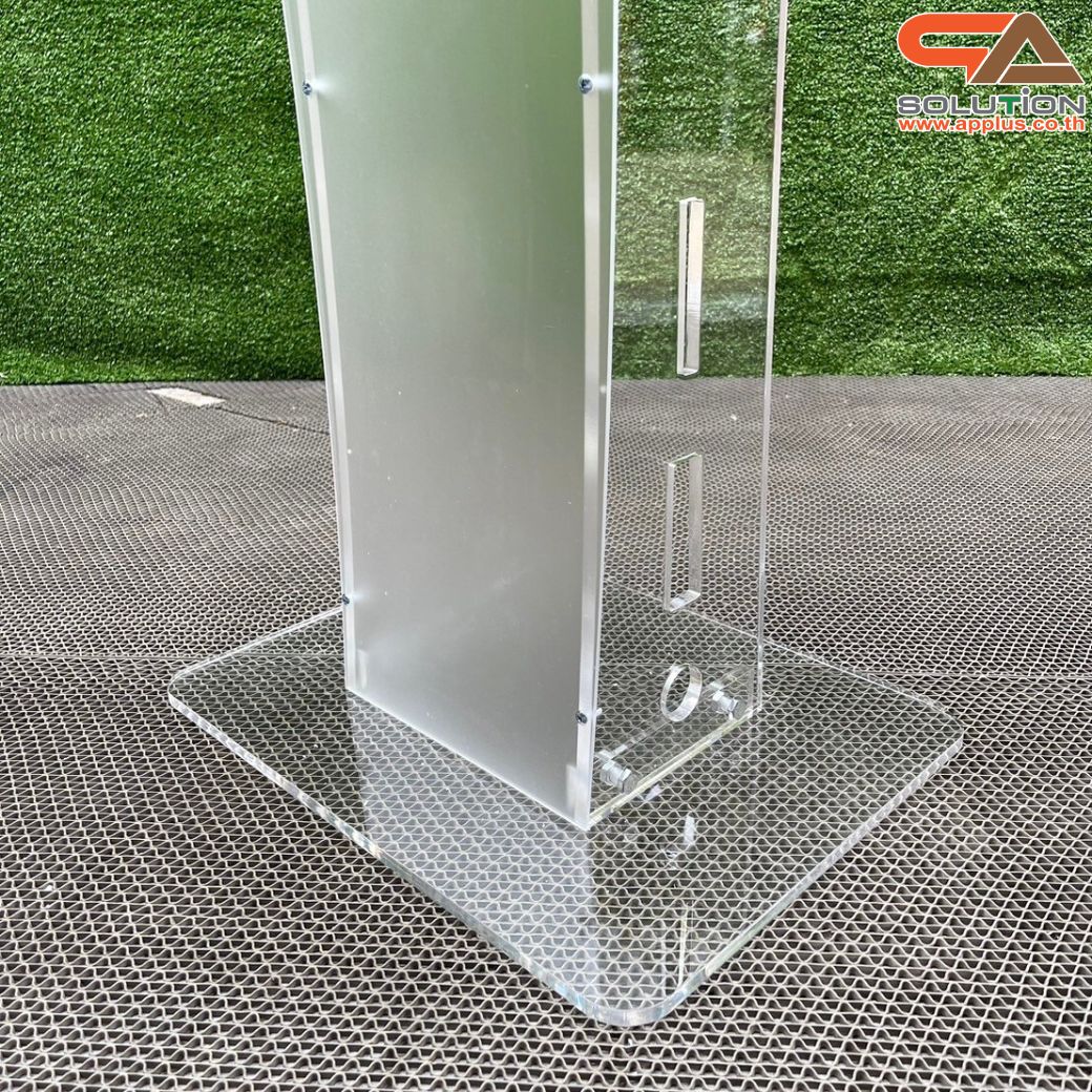 โพเดียมอะคริลิคใส รุ่น AC-12 ด้านหน้าอะคริลิคฝ้า TOP เอียง ขนาด(W)60 x (L)45 x (H) 113 cm.