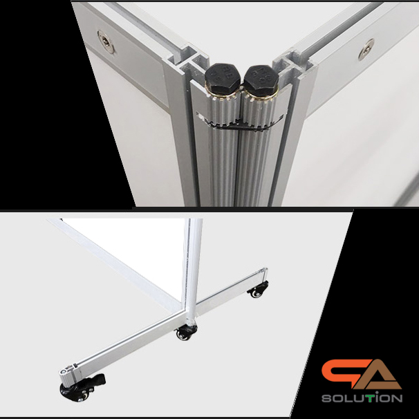 บอร์ดจัดนิทรรศการ แบบตั้งคู่ พร้อมล้อ ขนาด (W)100 x (H)200 ซม. โครงอะลูมิเนียมถอดประกอบได้ เคลื่อนย้ายสะดวก โชว์งานพิมพ์2ด้าน