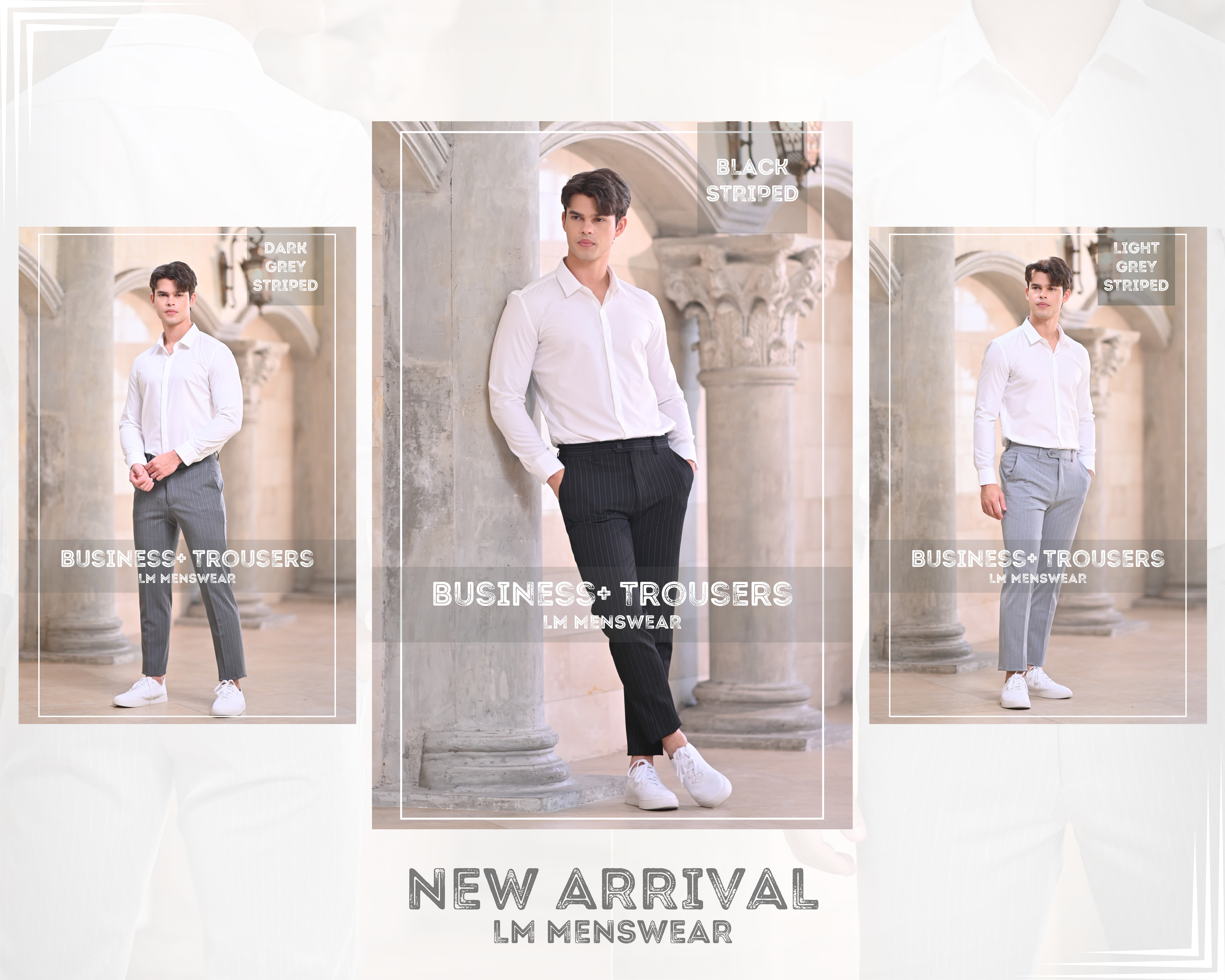 Business Striped Trousers กางเกงสแลคลายทาง ทรงกระบอกเล็ก
